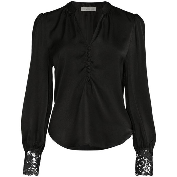 Heartloom Tops - Heartloom Bellini Lace Trimmed Long-sleeved Top NWT XS